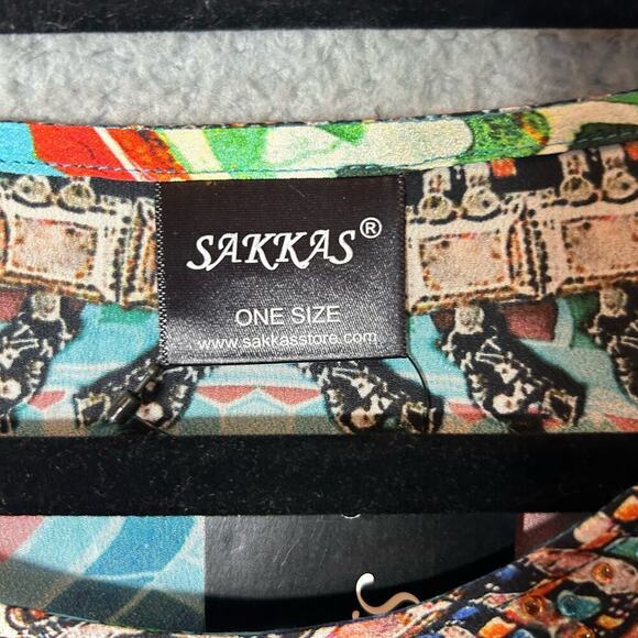 Sakkas Cover Up Womens OS Blue Multi Color V Neck Beach Dress Rhinestones NEW - Picture 6 of 9